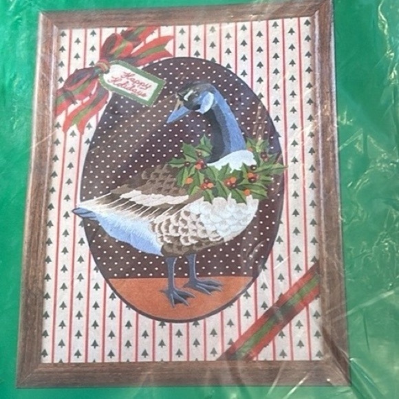 Festive Goose Wall Art with Brown Frame - Picture 1 of 4